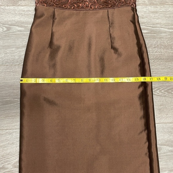 Adrianna Papell Occasions Dress with Jacket Silk Embroidered Beaded Brown 2 - Picture 10 of 16